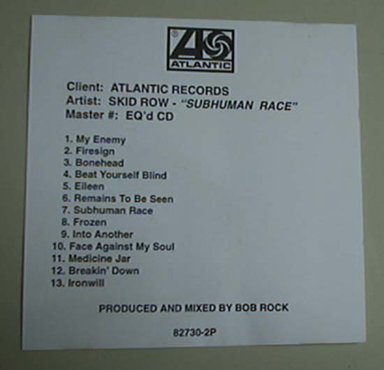 SKID ROW - Subhuman Race(advance)
