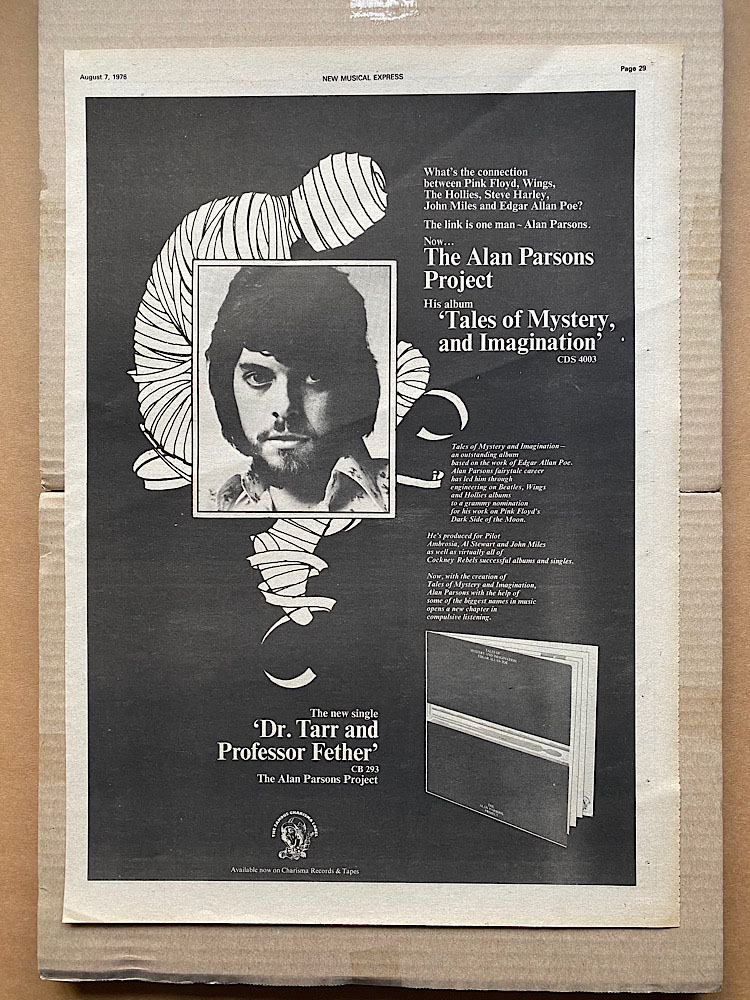 ALAN PARSONS PROJECT - TALES OF MYSTERY AND IMAGINATION - Poster / Display