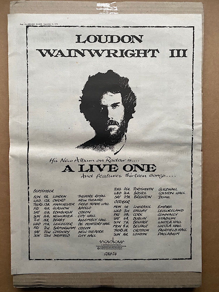 LOUDON WAINWRIGHT III - A LIVE ONE - Poster / Affiche