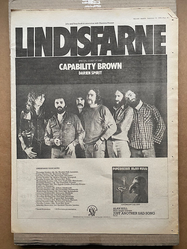 LINDISFARNE - 1973 TOUR - Poster / Affiche