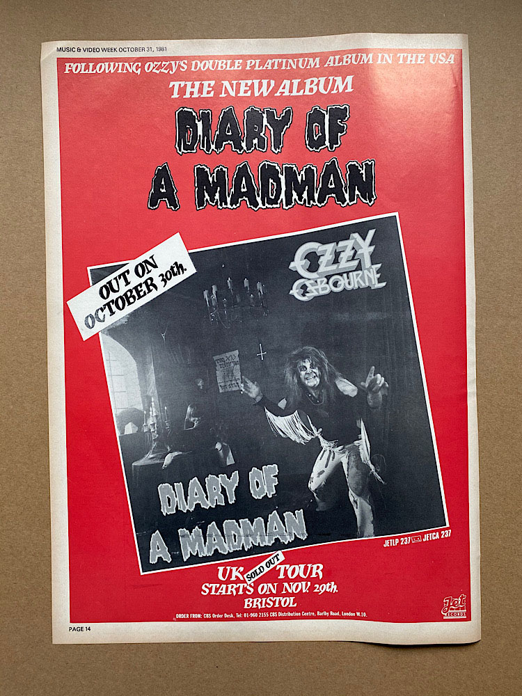 ozzy osbourne diary of a madman poster