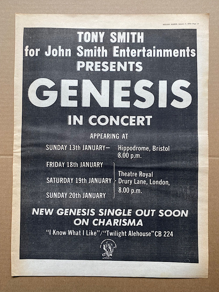 genesis 1974 tour